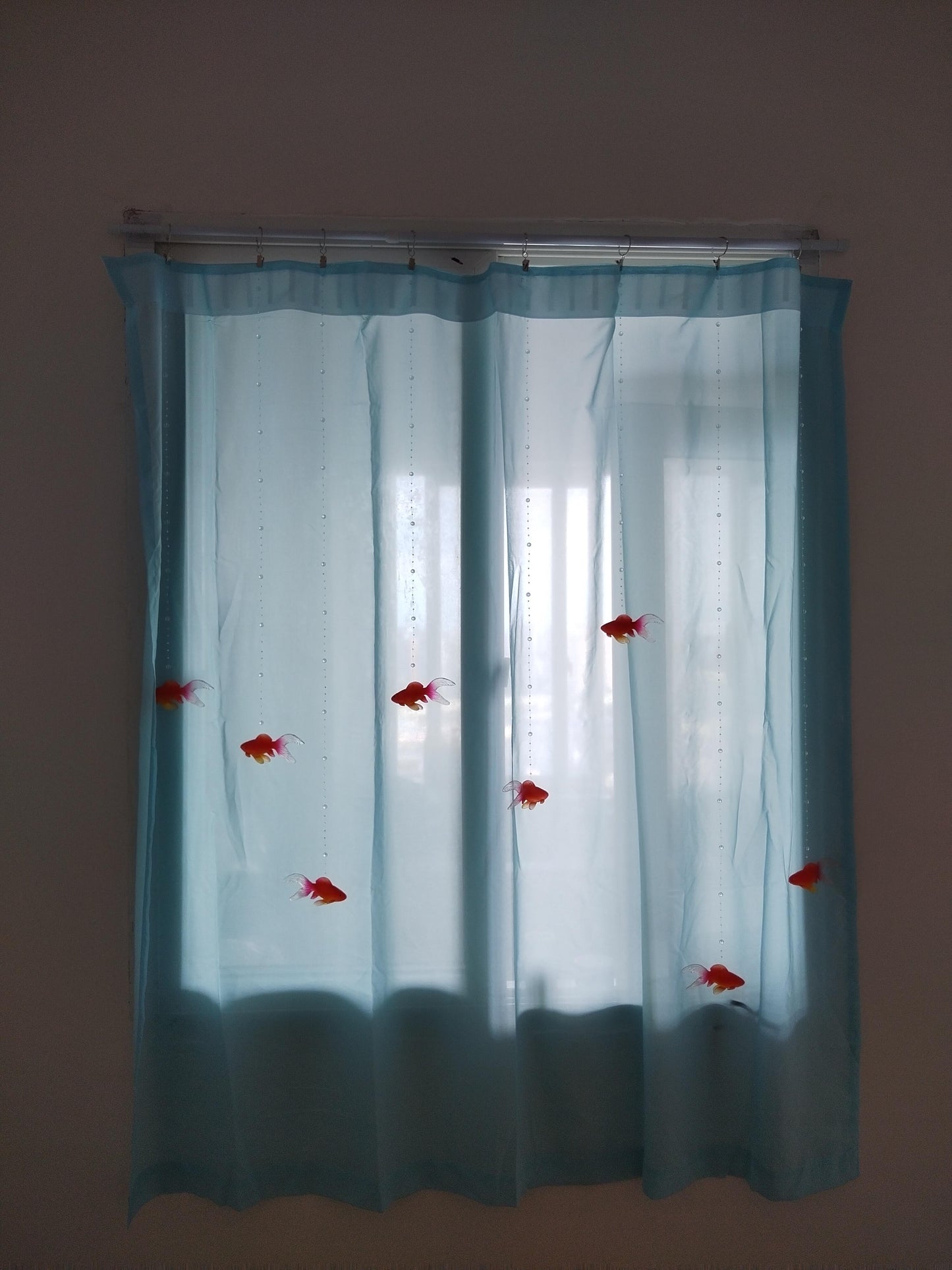 Handmade Goldfish curtains.